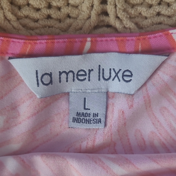 La Mer Luxe Pink & White Abstract Print Resort Dress - Size L - Picture 5 of 6
